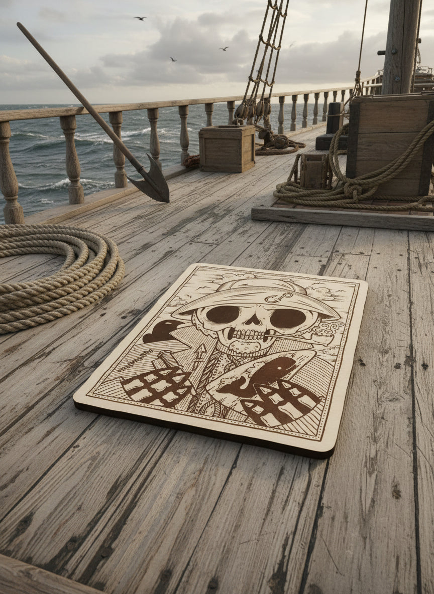 Scrimshander 8x10 laser etched wood panel print by Reis O’brien