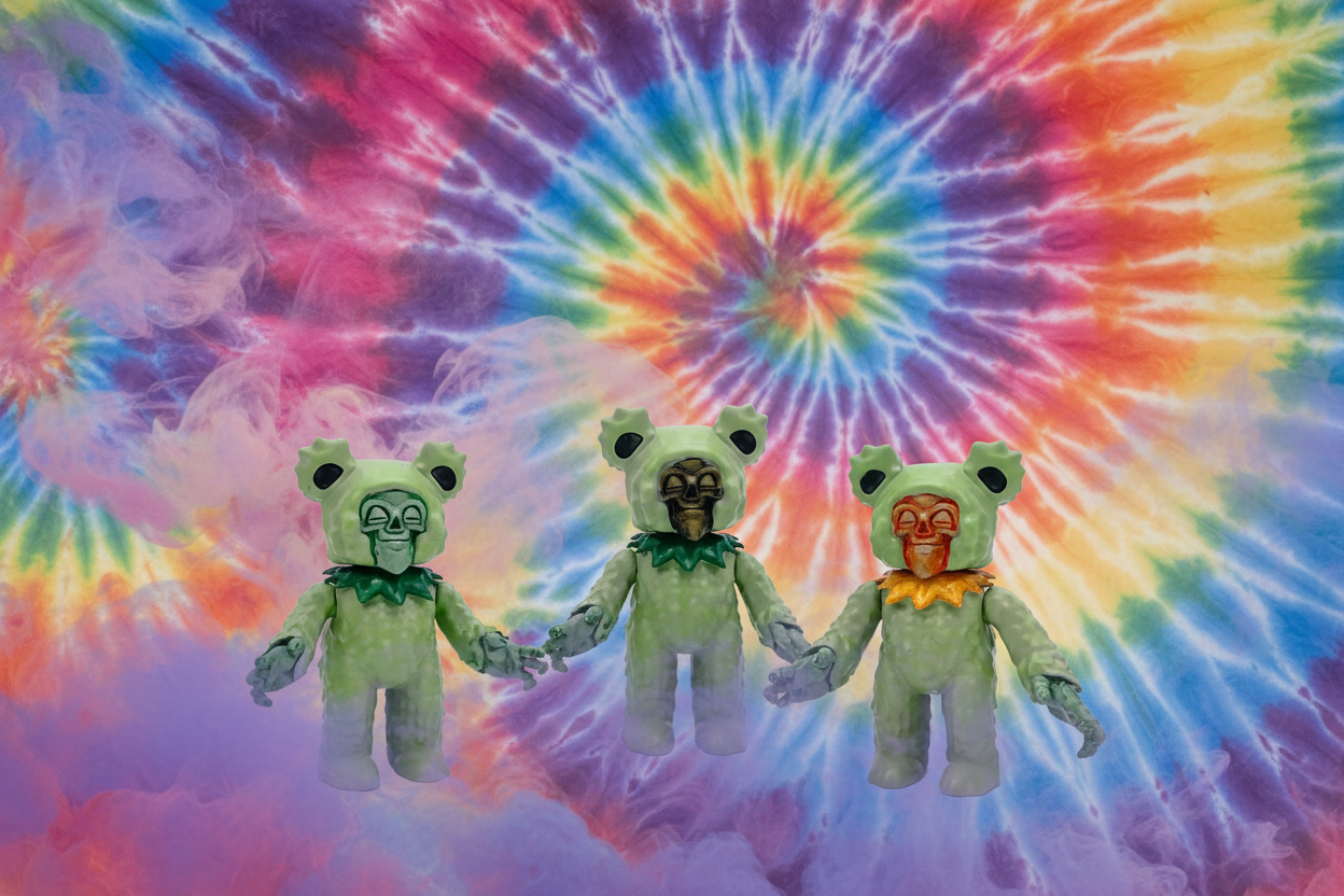 Grateful Death Bear / Large Green on Gold