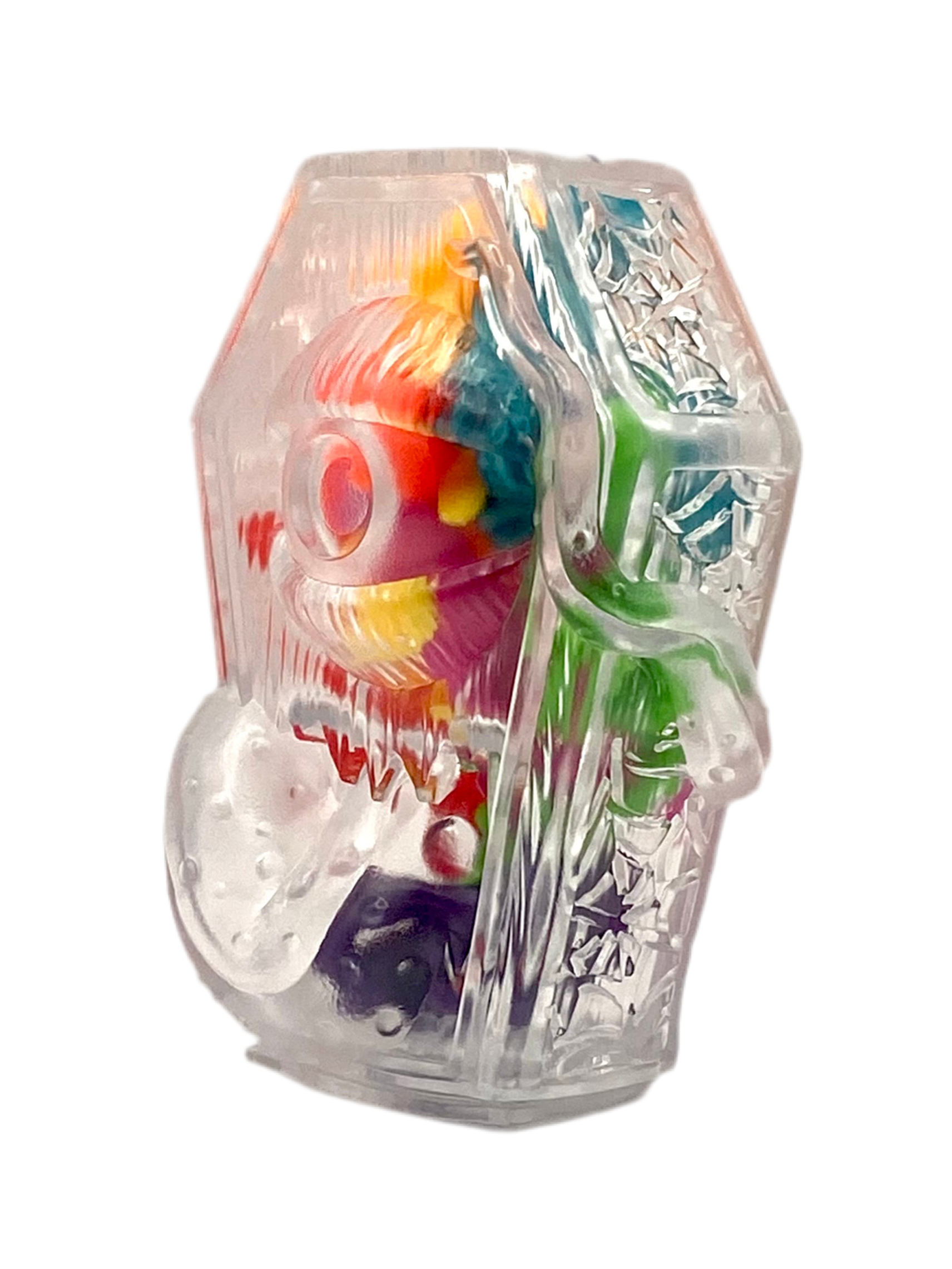 OBAKE Coffin - Clear w. Squishy Skeletons - "Dead Inside"