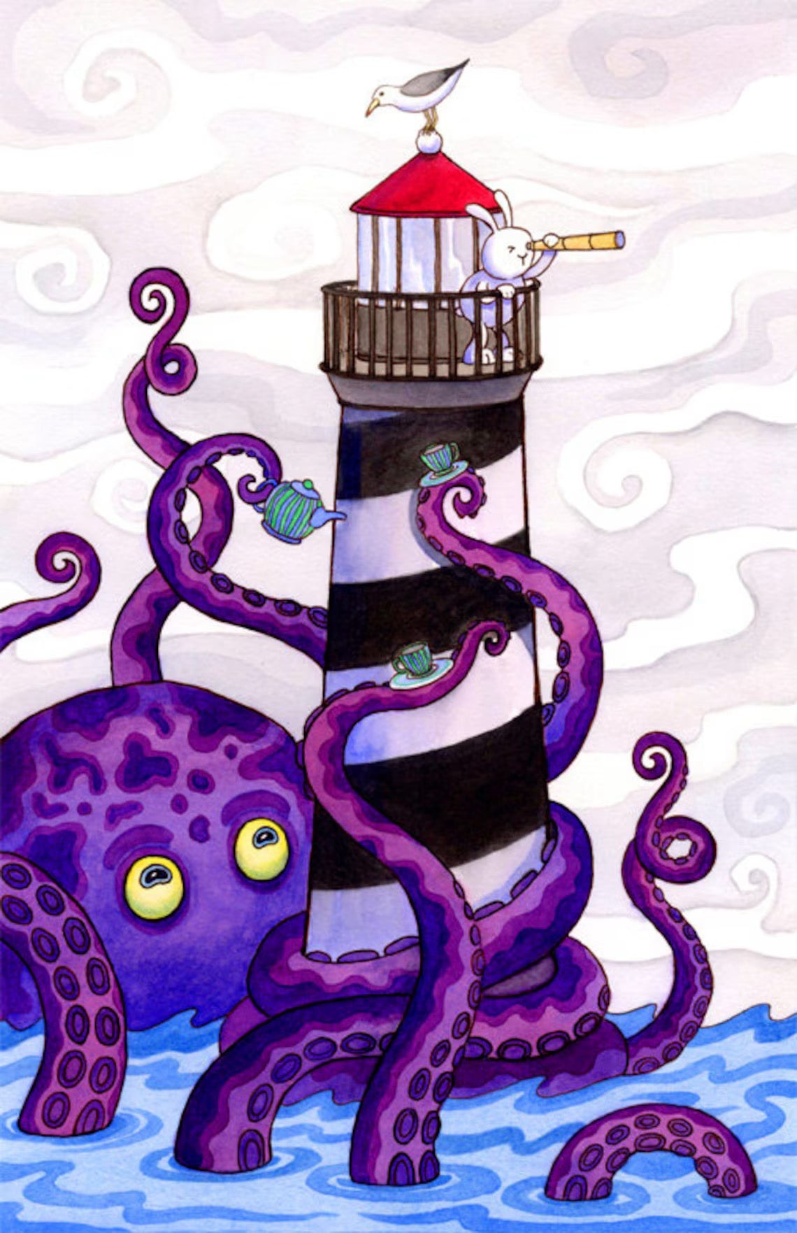 Tea Time Lighthouse Octopus Bunny